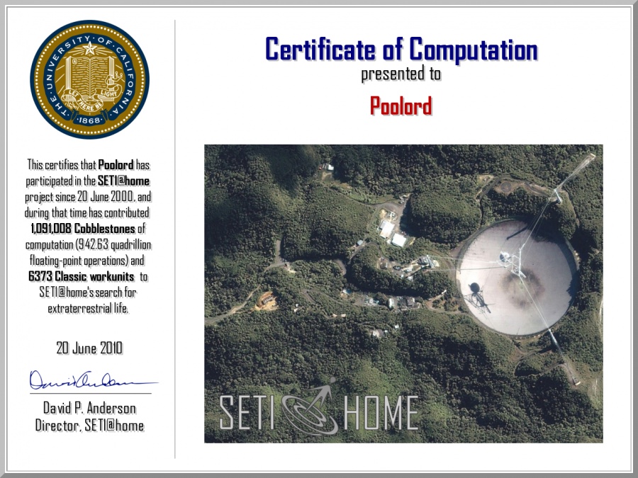 Certificate of Computation (SETI@Home) 2010.06.20 (Aerial Arecibo Photograph).jpg