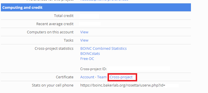 访问个人的 BOINC 积分合并统计证书